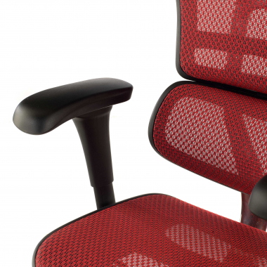 ergonomischer burostuhl rot schwarzes gestell netz netzstoff bewegliche armlehnen kopfstutze 10