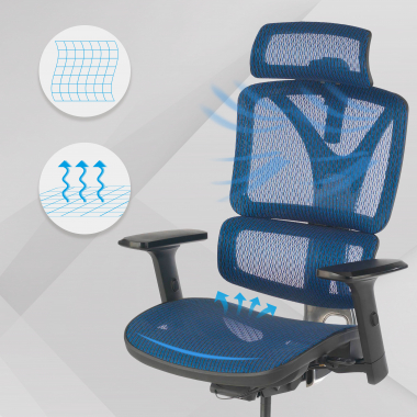ergonomischer burostuhl blau focus netzstoff 3d verstellbare armlehnen lordosenstutze 4