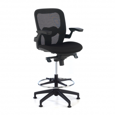 ergonomischer hocker schwarz burostuhl netzstoff feste armlehnen 1