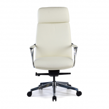 chefsessel weiss naturleder gepolsterte armlehnen 3
