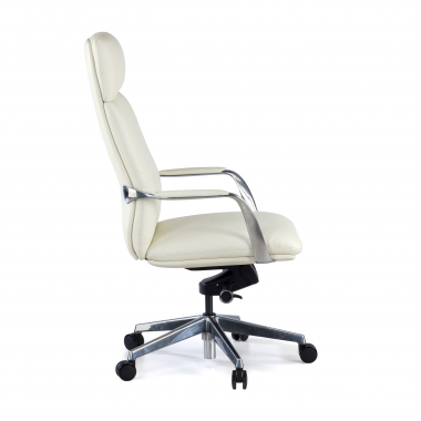 chefsessel weiss naturleder gepolsterte armlehnen 4