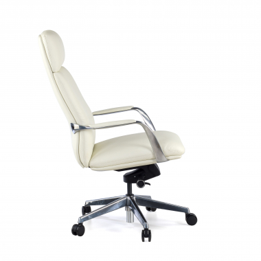 chefsessel weiss naturleder gepolsterte armlehnen 6