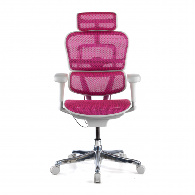 ergonomischer burostuhl weiss rosa weisse struktur netz netzstoff bewegliche armlehnen kopfstutze 3