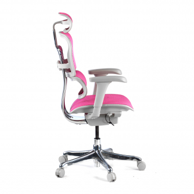 ergonomischer burostuhl weiss rosa weisse struktur netz netzstoff bewegliche armlehnen kopfstutze 4
