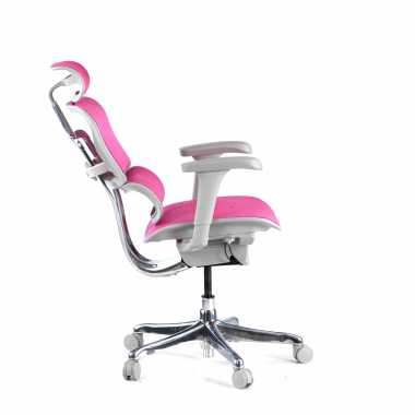 ergonomischer burostuhl weiss rosa weisse struktur netz netzstoff bewegliche armlehnen kopfstutze 5