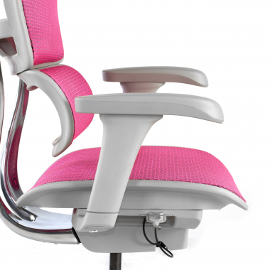 ergonomischer burostuhl weiss rosa weisse struktur netz netzstoff bewegliche armlehnen kopfstutze 6