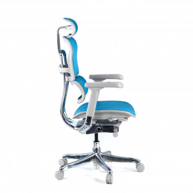 ergonomischer burostuhl weiss blau weisse struktur netz netzstoff 5d verstellbare armlehnen kopfstutze 4
