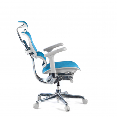 ergonomischer burostuhl weiss blau weisse struktur netz netzstoff 5d verstellbare armlehnen kopfstutze 5