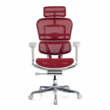 ergonomischer burostuhl weiss rot weisse struktur netz netzstoff 5d verstellbare armlehnen kopfstutze 3