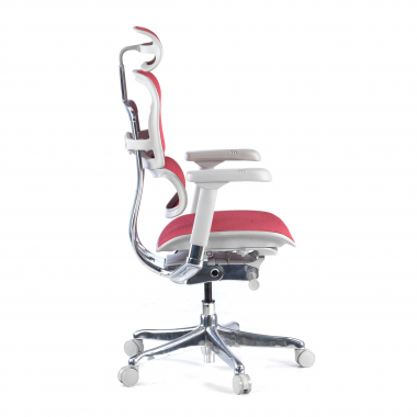 ergonomischer burostuhl weiss rot weisse struktur netz netzstoff 5d verstellbare armlehnen kopfstutze 4