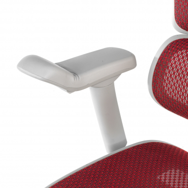 ergonomischer burostuhl weiss rot weisse struktur netz netzstoff 5d verstellbare armlehnen kopfstutze 9