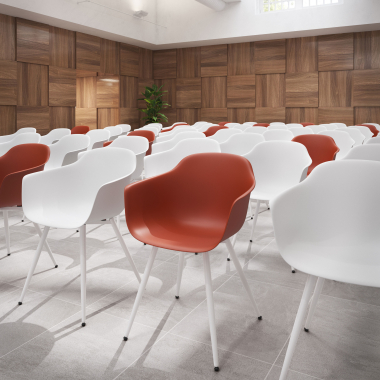 konferenzstuhl weiss orange 4 fusse kunststoff feste armlehnen 3