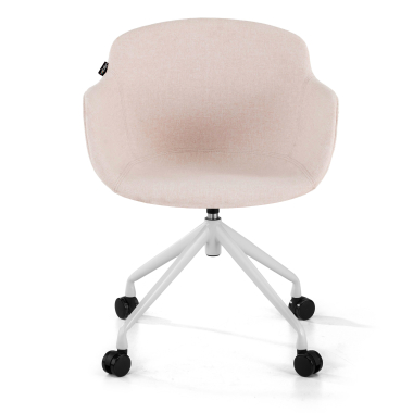 konferenzstuhl weiss beige drehbar mit rollen stoff gepolsterte armlehnen 3