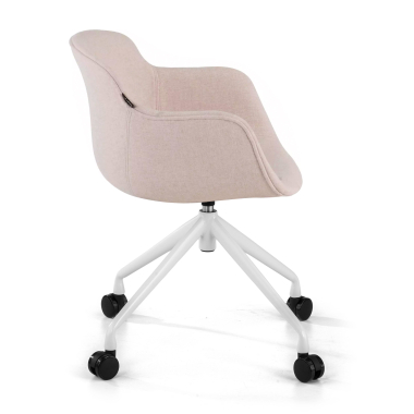 konferenzstuhl weiss beige drehbar mit rollen stoff gepolsterte armlehnen 4
