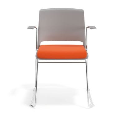 konferenzstuhl grau orange mit armlehnen gepolstert stoff ohne armlehnen 6
