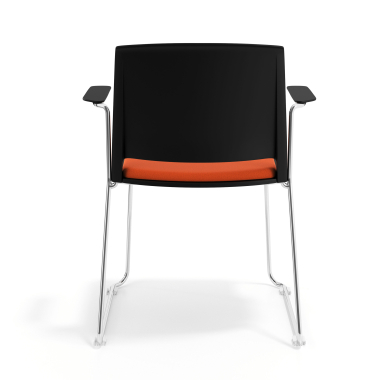 konferenzstuhl schwarz orange mit armlehnen gepolstert stoff ohne armlehnen 4
