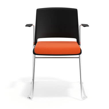 konferenzstuhl schwarz orange mit armlehnen gepolstert stoff ohne armlehnen 6