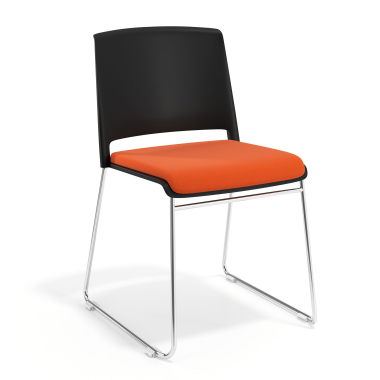 konferenzstuhl schwarz orange ohne arme gepolstert stoff ohne armlehnen 1