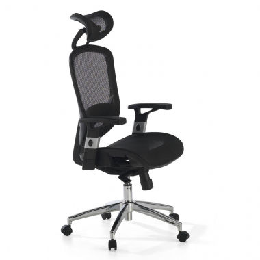 burostuhl schwarz flex netzstoff bewegliche armlehnen lordosenstutze kopfstutze 1