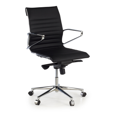 luxus burostuhl schwarz niedriger rucken naturleder naturleder feste armlehnen 1