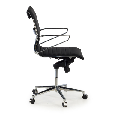 luxus burostuhl schwarz niedriger rucken naturleder naturleder feste armlehnen 4