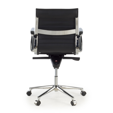 luxus burostuhl schwarz niedriger rucken naturleder naturleder feste armlehnen 6