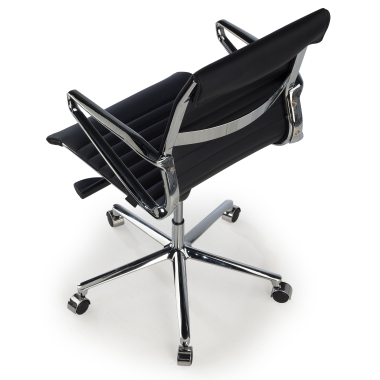 luxus burostuhl schwarz niedriger rucken naturleder naturleder feste armlehnen 7