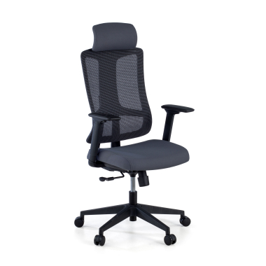 ergonomischer burostuhl grau schwarzes gestell netzstoff 3d verstellbare armlehnen lordosenstutze kopfstutze 1