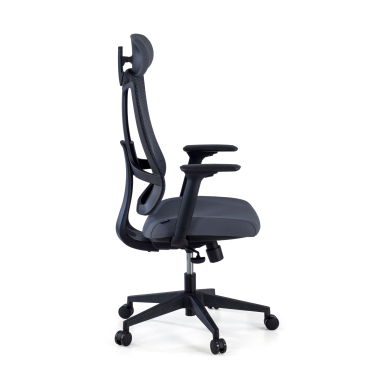 ergonomischer burostuhl grau schwarzes gestell netzstoff 3d verstellbare armlehnen lordosenstutze kopfstutze 4