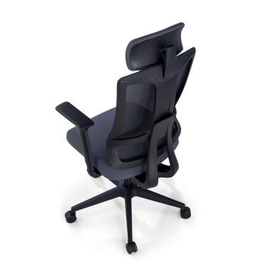 ergonomischer burostuhl grau schwarzes gestell netzstoff 3d verstellbare armlehnen lordosenstutze kopfstutze 7