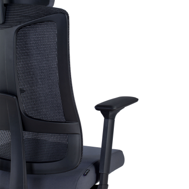 ergonomischer burostuhl grau schwarzes gestell netzstoff 3d verstellbare armlehnen lordosenstutze kopfstutze 9
