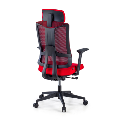 ergonomischer burostuhl rot schwarzes gestell netzstoff 3d verstellbare armlehnen lordosenstutze kopfstutze 5