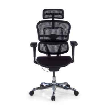 ergonomischer burostuhl schwarz schwarzes gestell mit gepolstertem sitz stoff bewegliche armlehnen kopfstutze 3