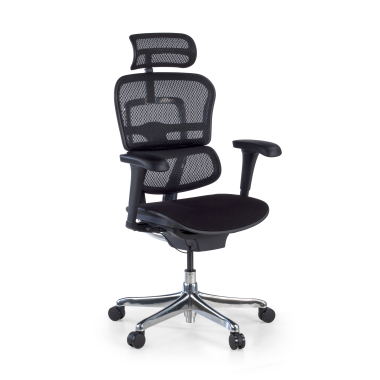 ergonomischer burostuhl schwarz schwarzes gestell mit gepolstertem sitz stoff bewegliche armlehnen kopfstutze 1