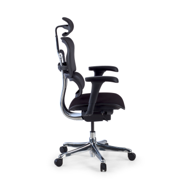 ergonomischer burostuhl schwarz schwarzes gestell mit gepolstertem sitz stoff bewegliche armlehnen kopfstutze 4