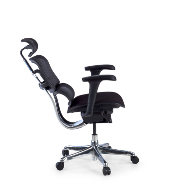 ergonomischer burostuhl schwarz schwarzes gestell mit gepolstertem sitz stoff bewegliche armlehnen kopfstutze 7