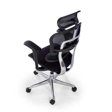 ergonomischer burostuhl schwarz schwarzes gestell mit gepolstertem sitz stoff bewegliche armlehnen kopfstutze 10