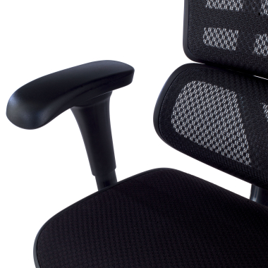 ergonomischer burostuhl schwarz schwarzes gestell mit gepolstertem sitz stoff bewegliche armlehnen kopfstutze 8