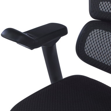 ergonomischer burostuhl schwarz schwarzes gestell mit gepolstertem sitz stoff 5d verstellbare armlehnen kopfstutze 6