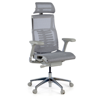 ergonomischer burostuhl grau weisse struktur netzstoff 5d verstellbare armlehnen lordosenstutze kopfstutze 1