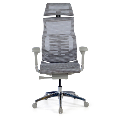 ergonomischer burostuhl grau weisse struktur netzstoff 5d verstellbare armlehnen lordosenstutze kopfstutze 3