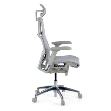 ergonomischer burostuhl grau weisse struktur netzstoff 5d verstellbare armlehnen lordosenstutze kopfstutze 4