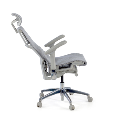 ergonomischer burostuhl grau weisse struktur netzstoff 5d verstellbare armlehnen lordosenstutze kopfstutze 5