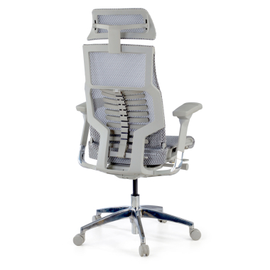 ergonomischer burostuhl grau weisse struktur netzstoff 5d verstellbare armlehnen lordosenstutze kopfstutze 6