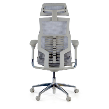 ergonomischer burostuhl grau weisse struktur netzstoff 5d verstellbare armlehnen lordosenstutze kopfstutze 7