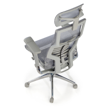 ergonomischer burostuhl grau weisse struktur netzstoff 5d verstellbare armlehnen lordosenstutze kopfstutze 8