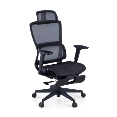 ergonomischer burostuhl schwarz mit fussstutze netzstoff 3d verstellbare armlehnen doppelte lordosenstutze kopfstutze ausziehbare fussstutze 1