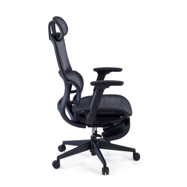ergonomischer burostuhl schwarz mit fussstutze netzstoff 3d verstellbare armlehnen doppelte lordosenstutze kopfstutze ausziehbare fussstutze 5