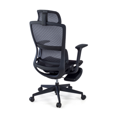 ergonomischer burostuhl schwarz mit fussstutze netzstoff 3d verstellbare armlehnen doppelte lordosenstutze kopfstutze ausziehbare fussstutze 7