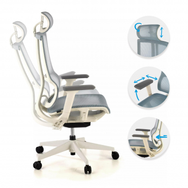 Ergonomischer Bürostuhl mit Kopfstütze Enjoy white, Synchronmechanik 210692 - (Outlet)